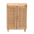 Pemberly Row Natural Rattan Storage Cabinet with Webbed Embellishments