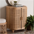 Pemberly Row Natural Rattan Storage Cabinet with Webbed Embellishments