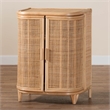 Pemberly Row Natural Rattan Storage Cabinet with Webbed Embellishments
