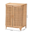 Pemberly Row Natural Rattan Storage Cabinet with Webbed Embellishments