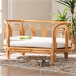 Pemberly Row Light Honey Rattan Pet Bed with Removable Cushion