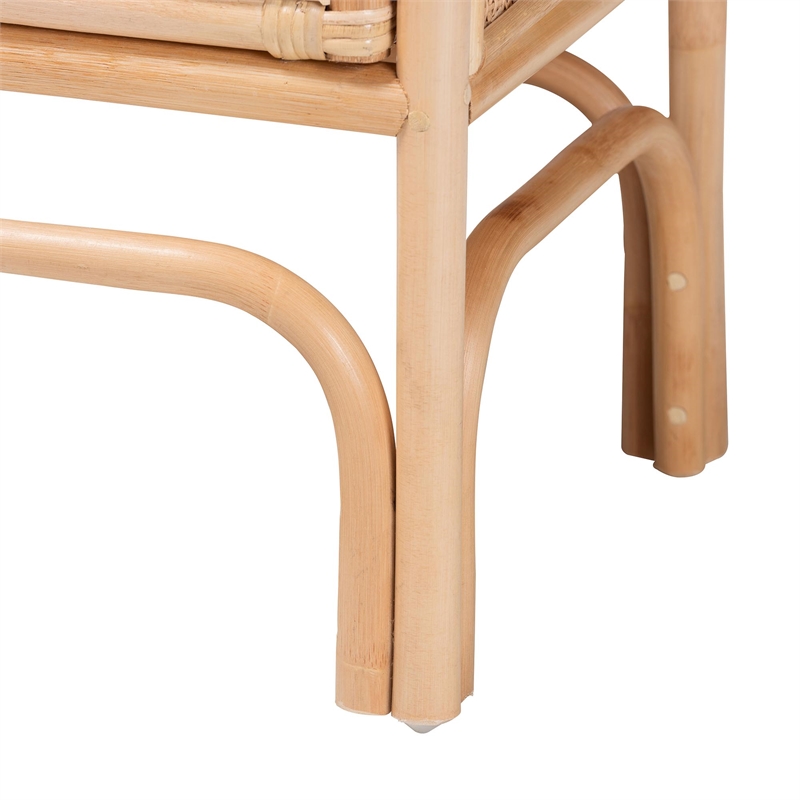 Pemberly Row Natural Rattan 1-Drawer Nightstand with Geometric Detail