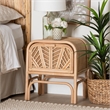 Pemberly Row Natural Rattan 1-Drawer Nightstand with Geometric Detail