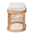 Pemberly Row Natural Rattan Oval Ottoman Footstool with Cushion