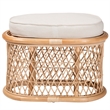 Pemberly Row Natural Rattan Oval Ottoman Footstool with Cushion