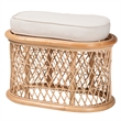 Pemberly Row Natural Rattan Oval Ottoman Footstool with Cushion