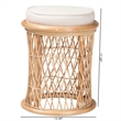 Pemberly Row Natural Rattan Round Ottoman Footstool with Openwork Design