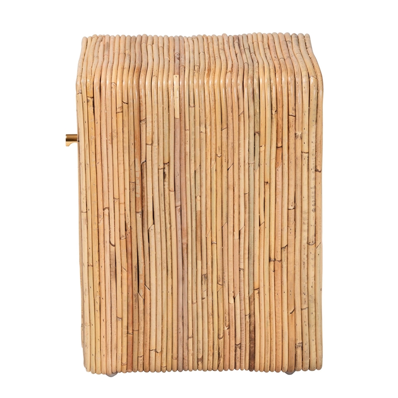 Pemberly Row Natural Rattan 1-Drawer Nightstand with Open Shelf