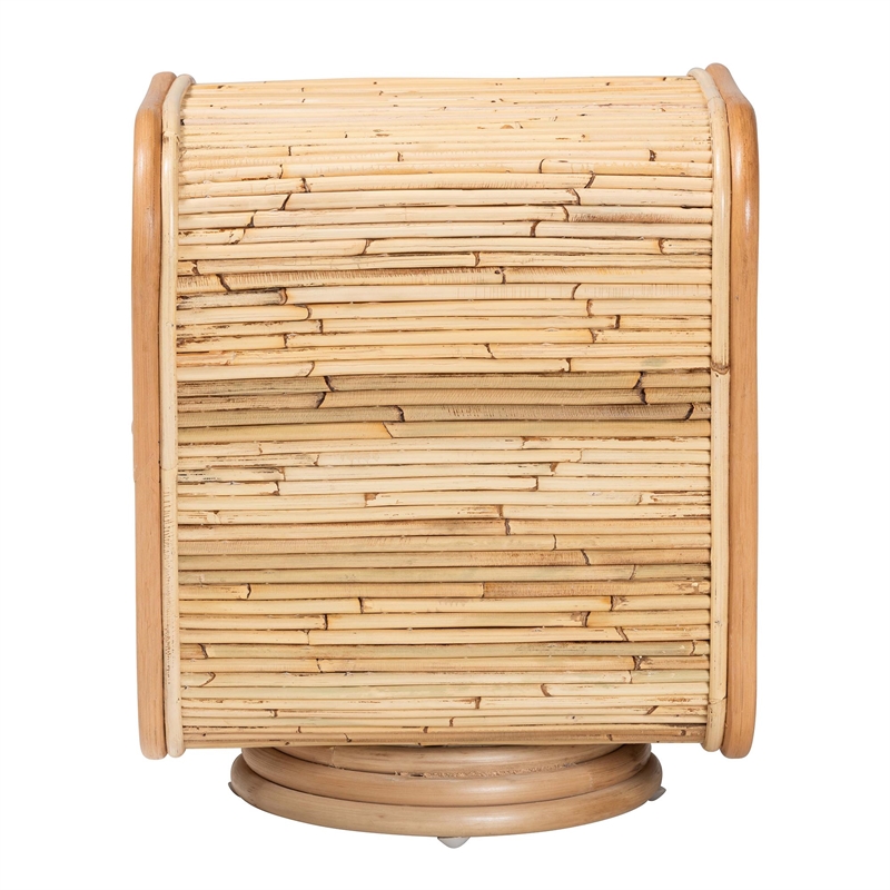 Pemberly Row Natural Rattan 2-Shelf Nightstand with Pedestal Base