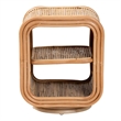 Pemberly Row Natural Rattan 2-Shelf Nightstand with Pedestal Base