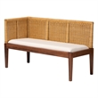 Pemberly Row Brown Rattan and Acacia Wood 3-Piece Dining Nook Set