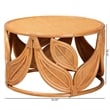 Pemberly Row Natural Rattan Round Coffee Table with Floral Openwork