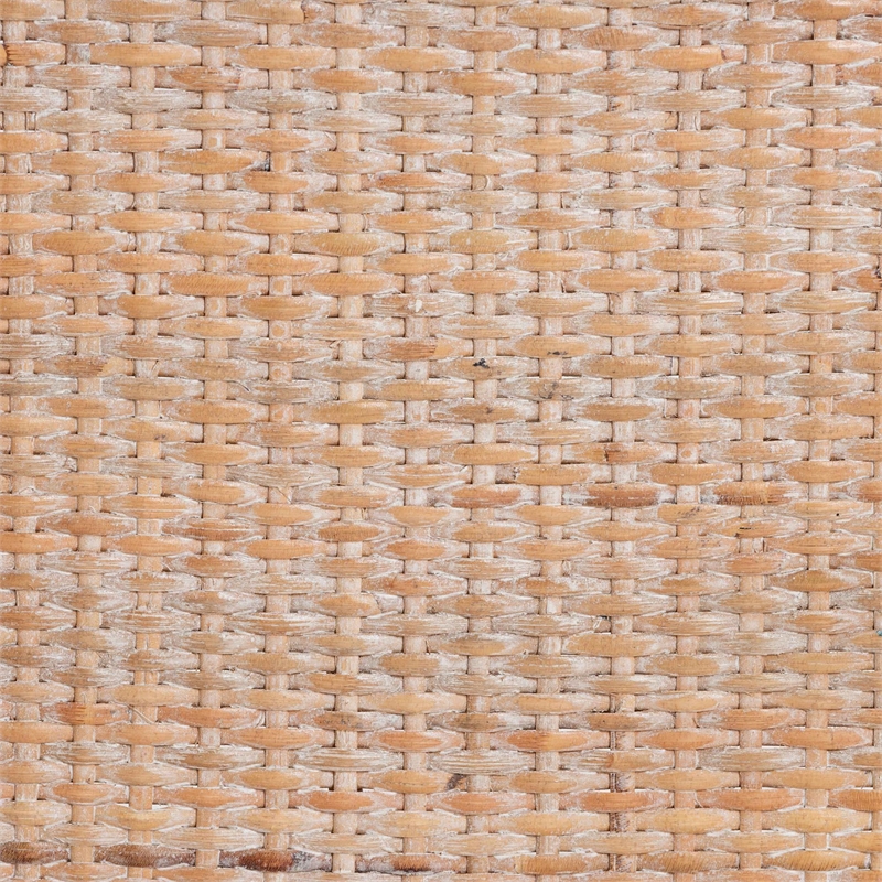 Pemberly Row Antique White Washed Rattan and Mahogany Wood Counter Stool