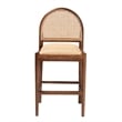 Pemberly Row Natural Rattan and Acacia Wood Counter Stool with Footrest
