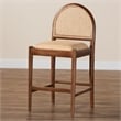Pemberly Row Natural Rattan and Acacia Wood Counter Stool with Footrest