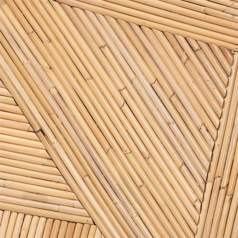 Pemberly Row Natural Rattan Round End Table with Pillar Base