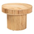 Pemberly Row Natural Rattan Round End Table with Pillar Base