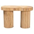 Pemberly Row Natural Rattan Oval Console Table with Dual-Pillar Base