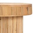 Pemberly Row Natural Rattan Oval Console Table with Dual-Pillar Base