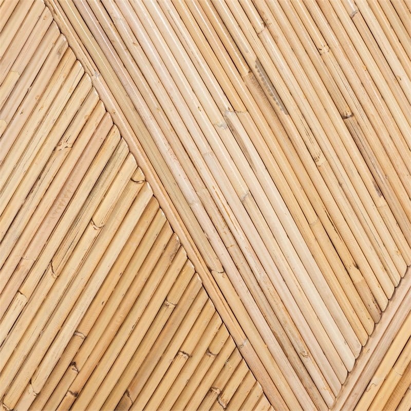 Pemberly Row Natural Rattan Oval Console Table with Dual-Pillar Base