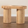 Pemberly Row Natural Rattan Oval Console Table with Dual-Pillar Base