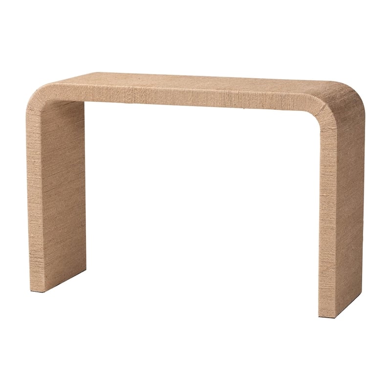 Pemberly Row Contemporary Natural Seagrass Waterfall Console Table
