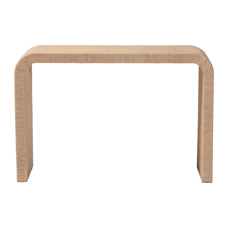 Pemberly Row Contemporary Natural Seagrass Waterfall Console Table