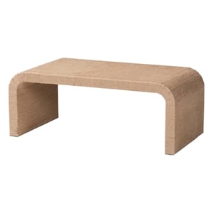 Pemberly Row Contemporary Natural Seagrass Waterfall Coffee Table