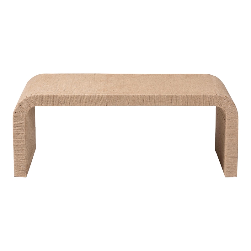 Pemberly Row Contemporary Natural Seagrass Waterfall Coffee Table