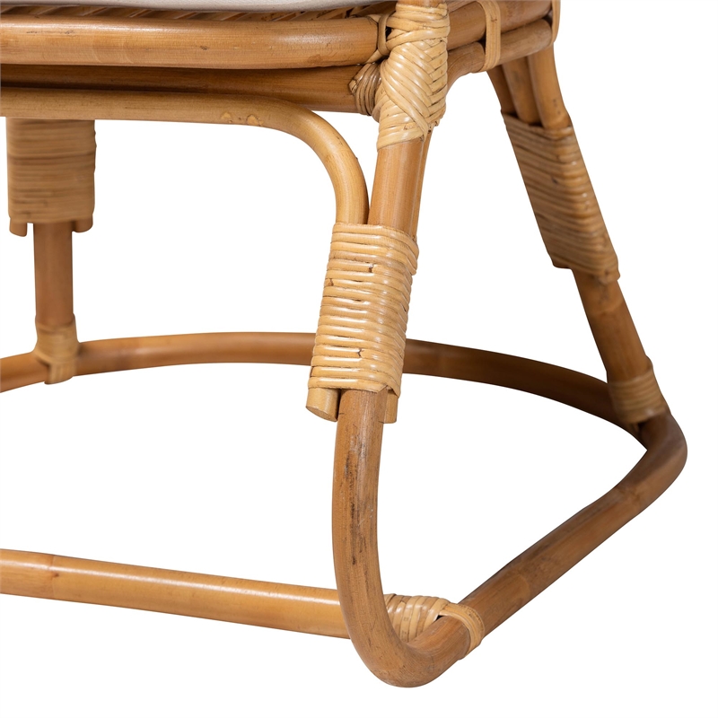 Pemberly Row Light Honey Rattan Arm Chair with Cane Webbing Detail