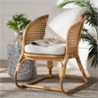 Pemberly Row Light Honey Rattan Arm Chair with Cane Webbing Detail