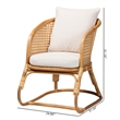 Pemberly Row Light Honey Rattan Arm Chair with Cane Webbing Detail