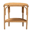 Pemberly Row Light Honey Rattan Half-Moon Console Table with Shelf