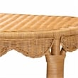 Pemberly Row Light Honey Rattan Half-Moon Console Table with Shelf