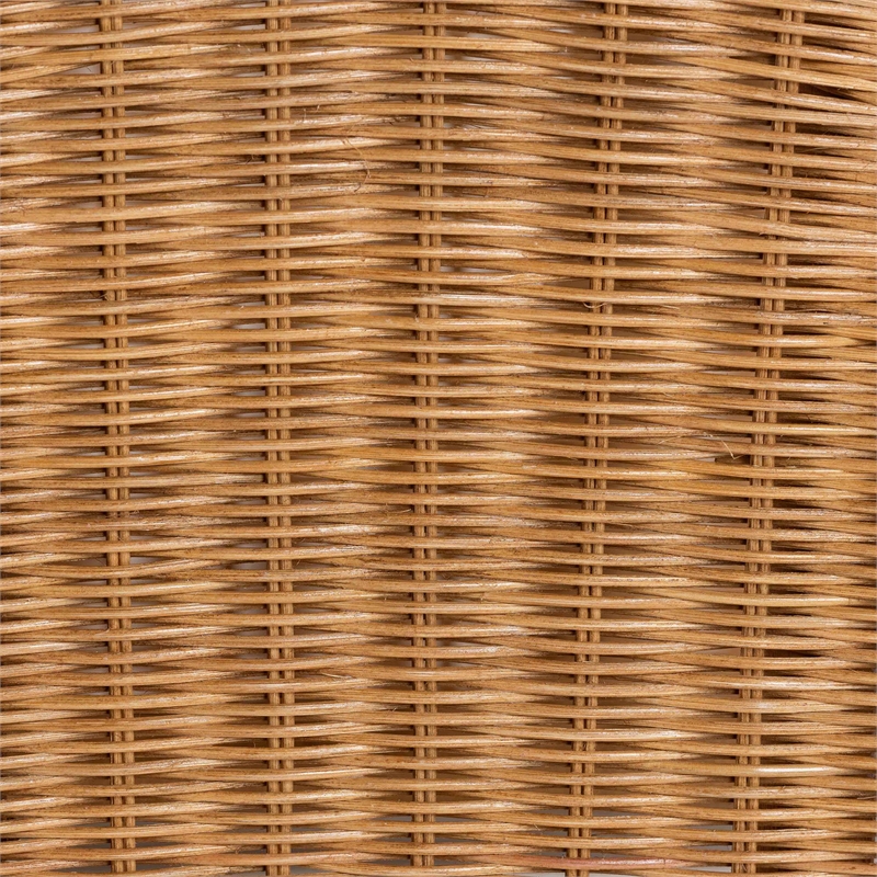 Pemberly Row Light Honey Rattan Half-Moon Console Table with Shelf