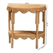 Pemberly Row Light Honey Rattan Half-Moon Console Table with Shelf