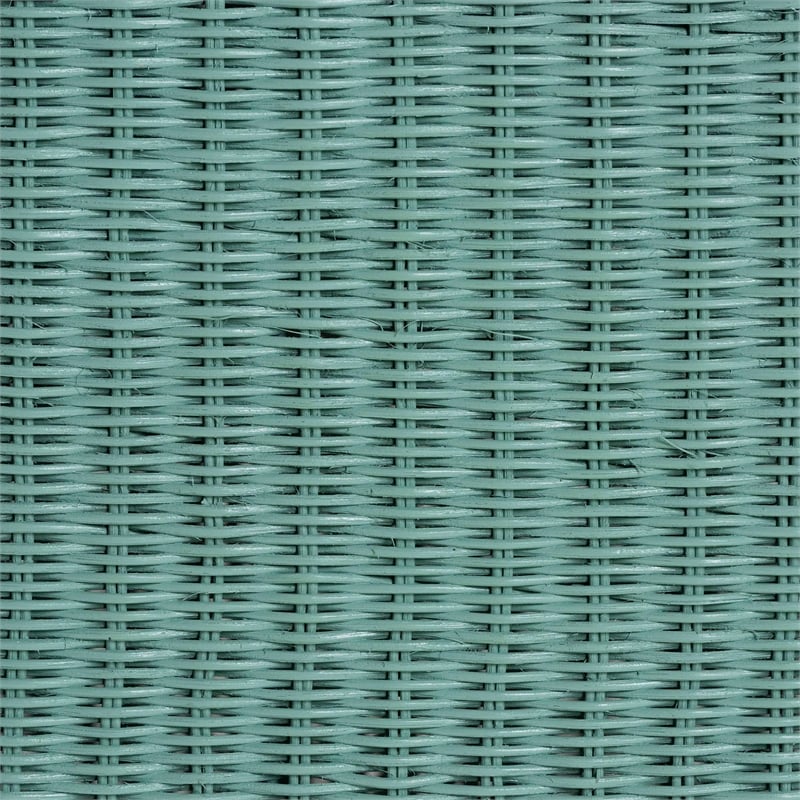 Pemberly Row Contemporary Seafoam Green Scalloped Rattan Console Table