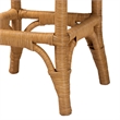 Pemberly Row Honey Rattan Scalloped Bar Stool with Cushion and Footrest