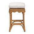 Pemberly Row Honey Rattan Scalloped Counter Stool with Cushion and Footrest