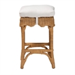 Pemberly Row Honey Rattan Scalloped Counter Stool with Cushion and Footrest