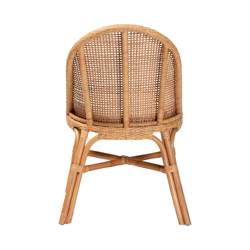 Pemberly Row Light Honey Rattan Wingback Dining Chair with Cushion