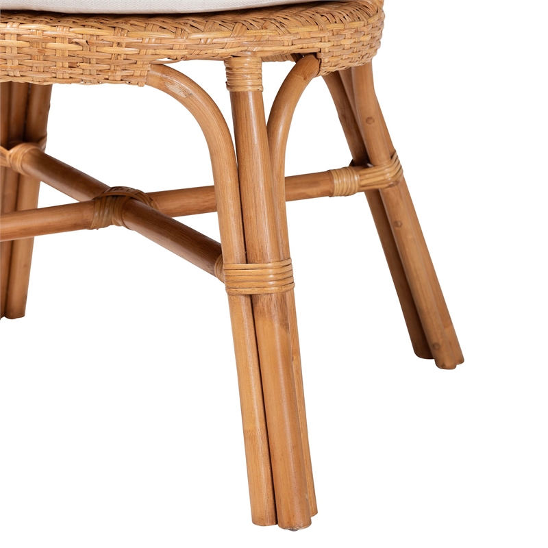 Pemberly Row Light Honey Rattan Wingback Dining Chair with Cushion