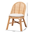 Pemberly Row Light Honey Rattan Wingback Dining Chair with Cushion