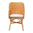 Pemberly Row Light Honey Rattan Dining Chair with Braided Detail