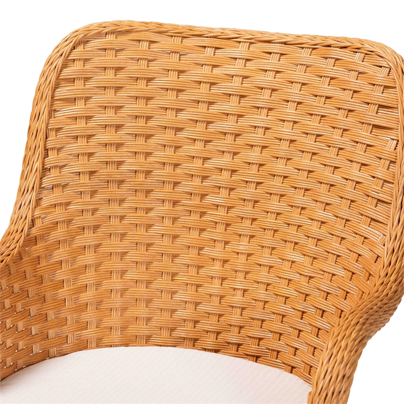 Pemberly Row Light Honey Rattan Dining Chair with Braided Detail