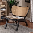 Pemberly Row Black Mahogany Wood and Woven Rattan Accent Chair