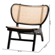 Pemberly Row Black Mahogany Wood and Woven Rattan Accent Chair
