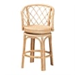 Pemberly Row Light Honey Rattan Swivel Counter Stool with Footrest