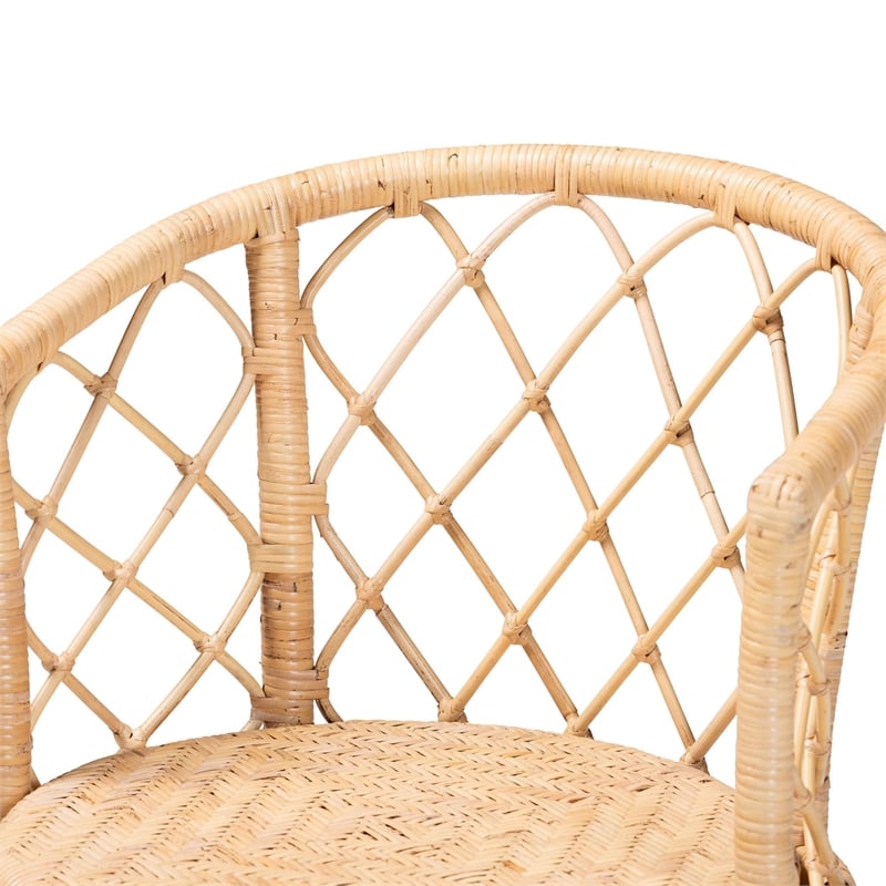 Pemberly Row Light Honey Rattan Swivel Counter Stool with Footrest