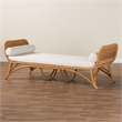 Pemberly Row Light Honey Rattan Daybed with Cushion and 2 Pillows